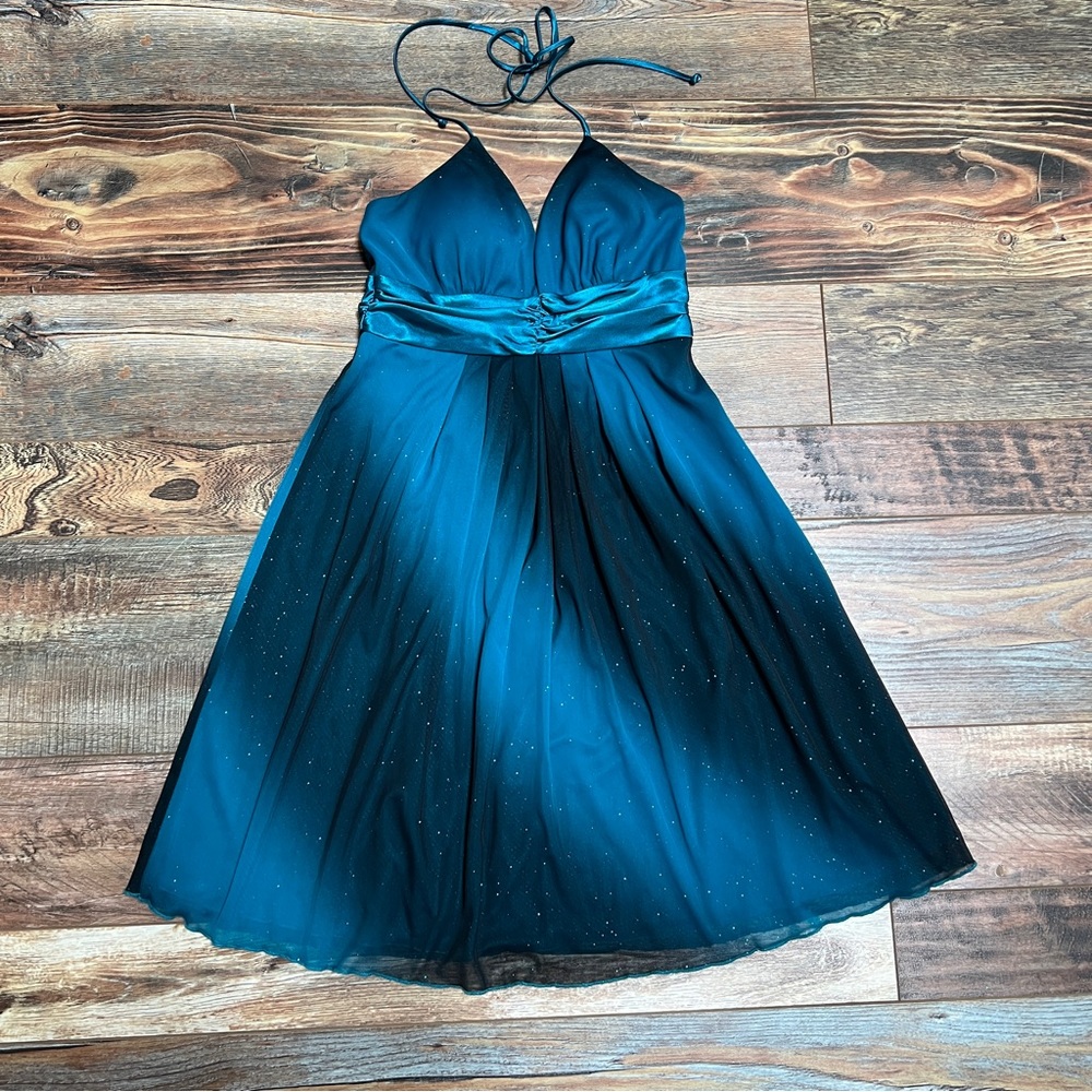 B Wear Too Blue Sparkly Mini Sleeveless Size 7